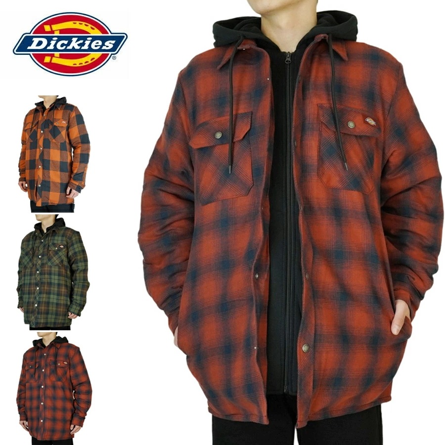 DICKIES ディッキーズメンズ ジャケットリラックスフィット プレイド シャツ ジャケット ウィズ フリース フードRELAXED FIT PLAID SHIRTS