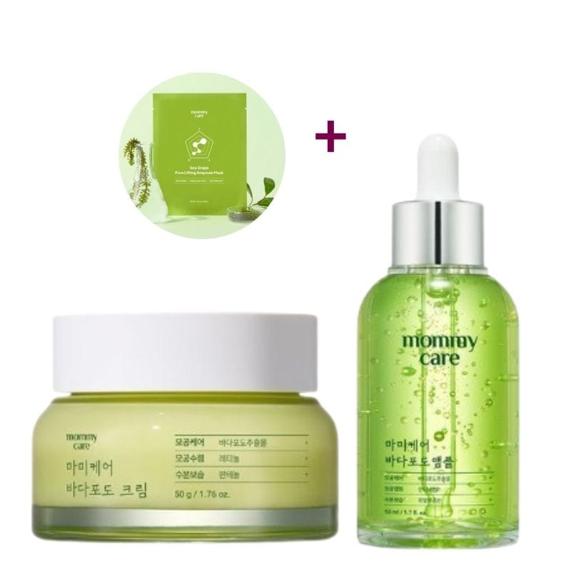 海ぶどう毛穴ケアアンプル50ml＋海ぶどう毛穴ケアクリーム50g 1+1セット+(+海ぶどう毛穴ケア アンプルマスク 1枚プレゼント(SNSで話題！,SNSで大人気！)