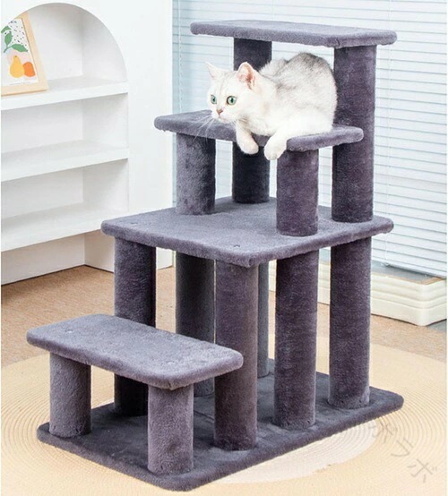 「超お得」猫用階段 犬用ステップ ソファ昇降 ペット階段 大型猫対応 多頭飼い便利 省スペース設計 爪研ぎ付き スリムキャットタワー ドッグステップ 猫の階段 ペットタワー ソファ用ステップ 高級猫階