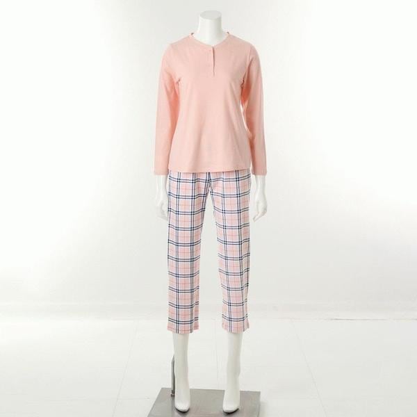 トップス コットン チェック ボトムス 室内着セット VEVA101WVEPA101WPKCSG