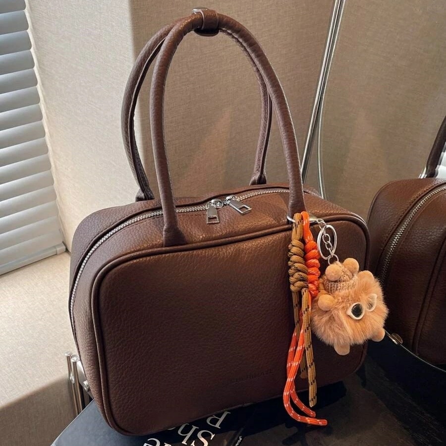 レトロ ファッション ボウリングバッグ レディース 秋冬 新作 ミニマリスト マルチユースハンドバッグハイエンド スクエアバッグ