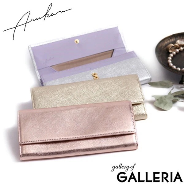 アルカン 長財布 Arukan フィーナ ギャルソン束入れ かぶせ 本革 革 箔加工 レディース 1315-619