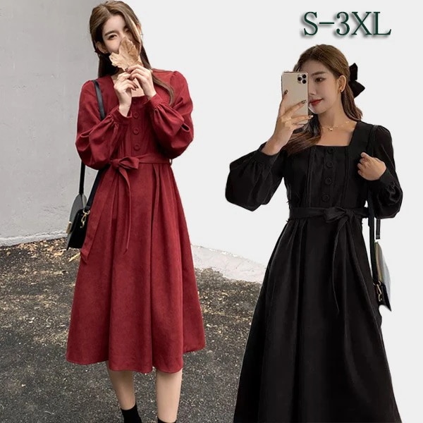 ワンピース 秋冬 きれいめ 長今週の割引は 25% オフです袖 レディース 無地 おしゃれ ミモレ丈 ファッション 春 カジュアル 日常 学生 通学 韓国ファッション おしゃれ 可愛い オフィス OL