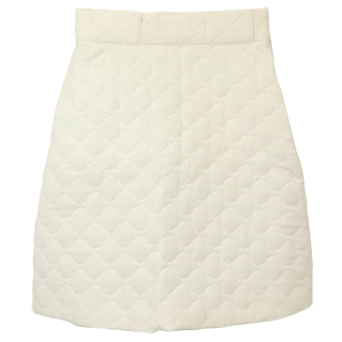 ハイウエスト キルティング スカート ミニ丈 シルク100% ホワイト 白 #36 5号 FQ7144 AC4