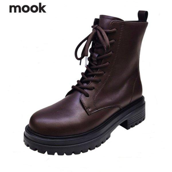 女性ベーシック超軽量パイロン窓起毛裏地ワークブーツブラウン_GN