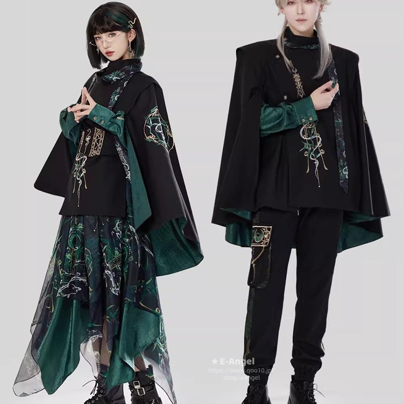 チャイナ風アウター 蛇紋刺繍マント 黒 レディース メンズ オリジナル かっこいい 中華服 男女兼用 演出服 撮影服 チャイナ服