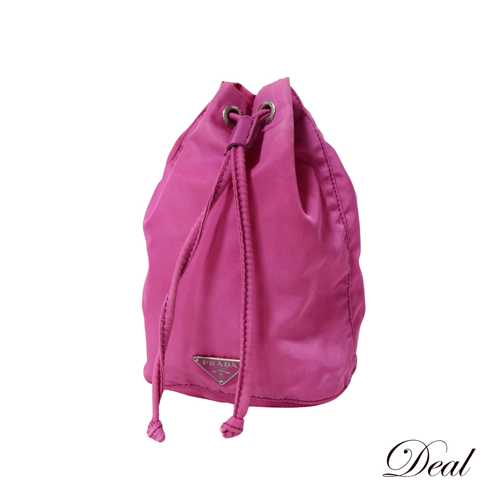 プラダ ナイロン 巾着 アクセサリーポーチ 1NA369 三角ロゴプレート ピンク レディース ポーチ