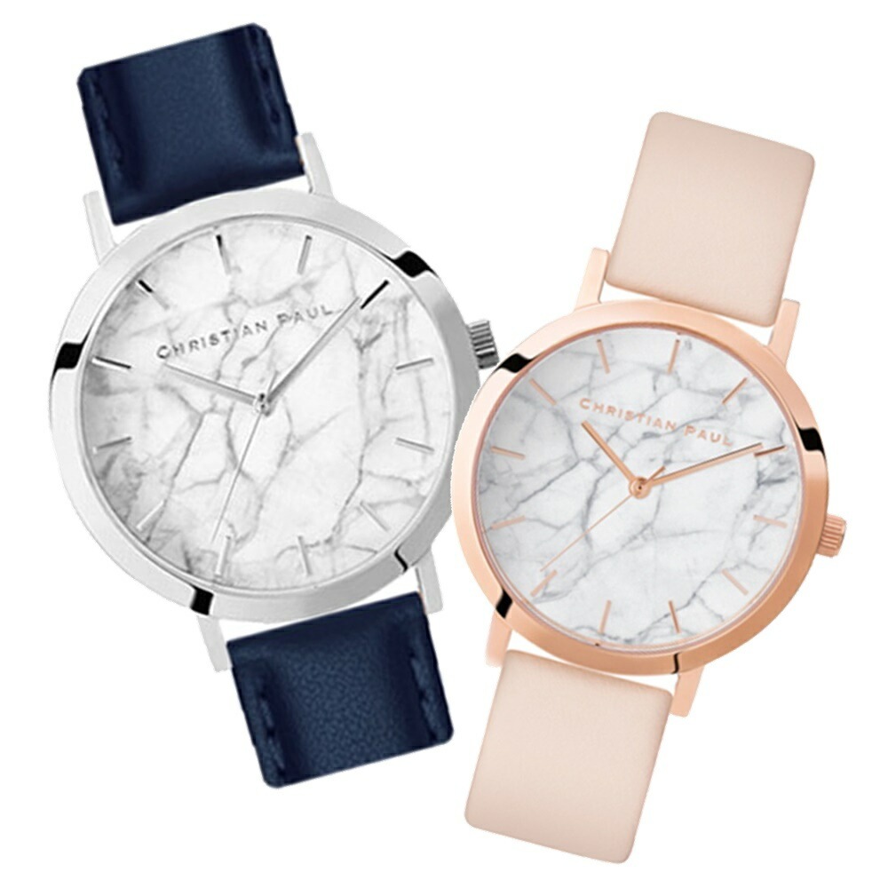 日本正規品 クリスチャンポール ペアウォッチ ペア 腕時計 手表 革ベルト レザー ネイビー ベビーピンク カップル お揃い プレゼント 時計 ペア 誕生日 結婚式 結婚記念日 結婚内祝い 結婚祝い