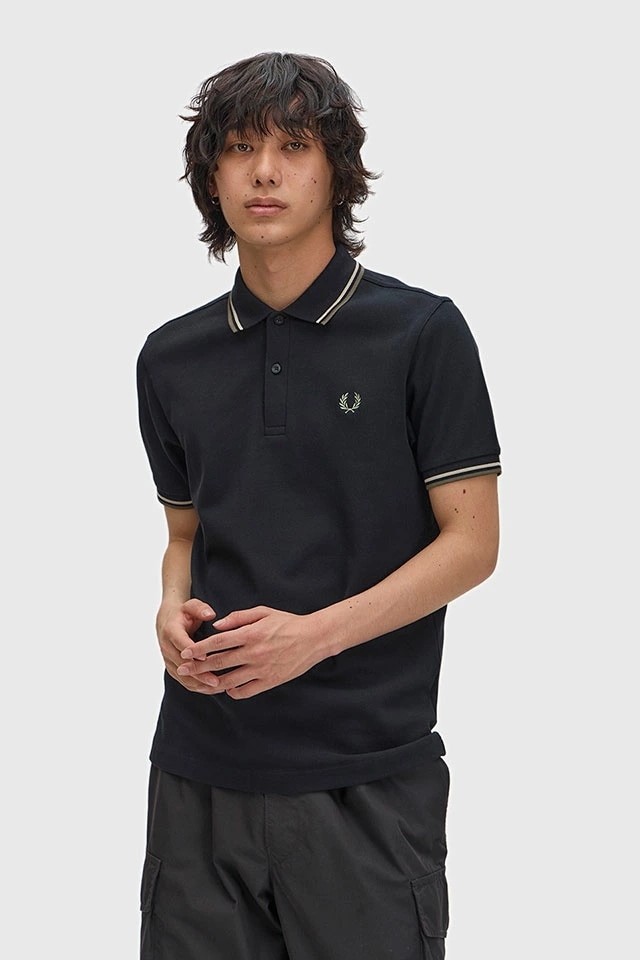 ポロシャツ メンズ ツインティップド フレッドペリーシャツ [M3600-06C] トップス 半袖 コットンピケ BLACK/OATMEAL/LAUREL-WREATH-GREEN 正規取扱店