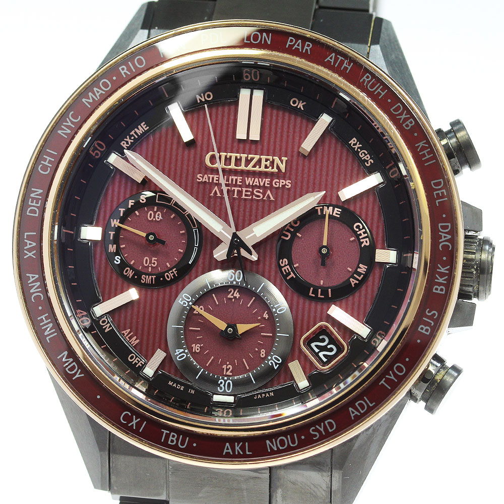 シチズン CITIZEN F950-0029S04 アテッサ サテライトウェーブ GPS デイト ソーラー電波 メンズ 良品 _866953【中古】