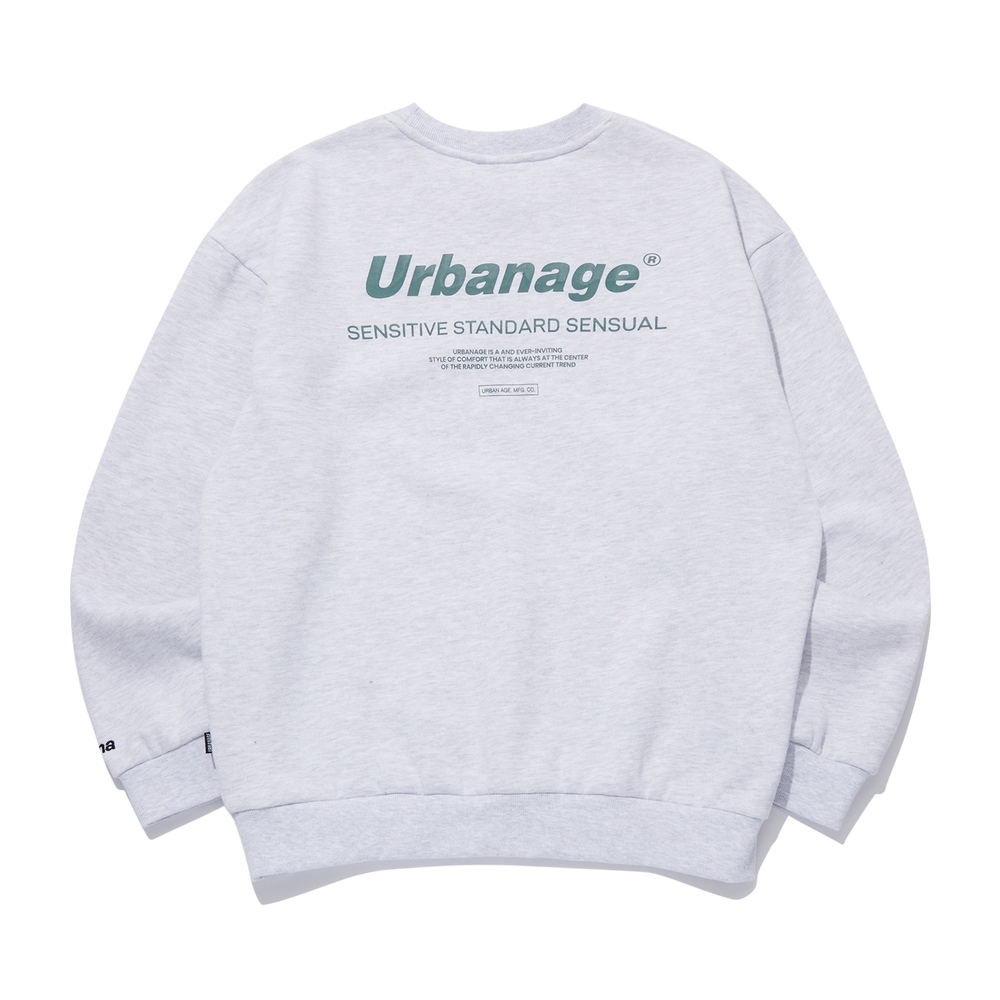 URBANAGEカラーセンシュアルオーバー起毛マンツーマン_ホワイトメランジ