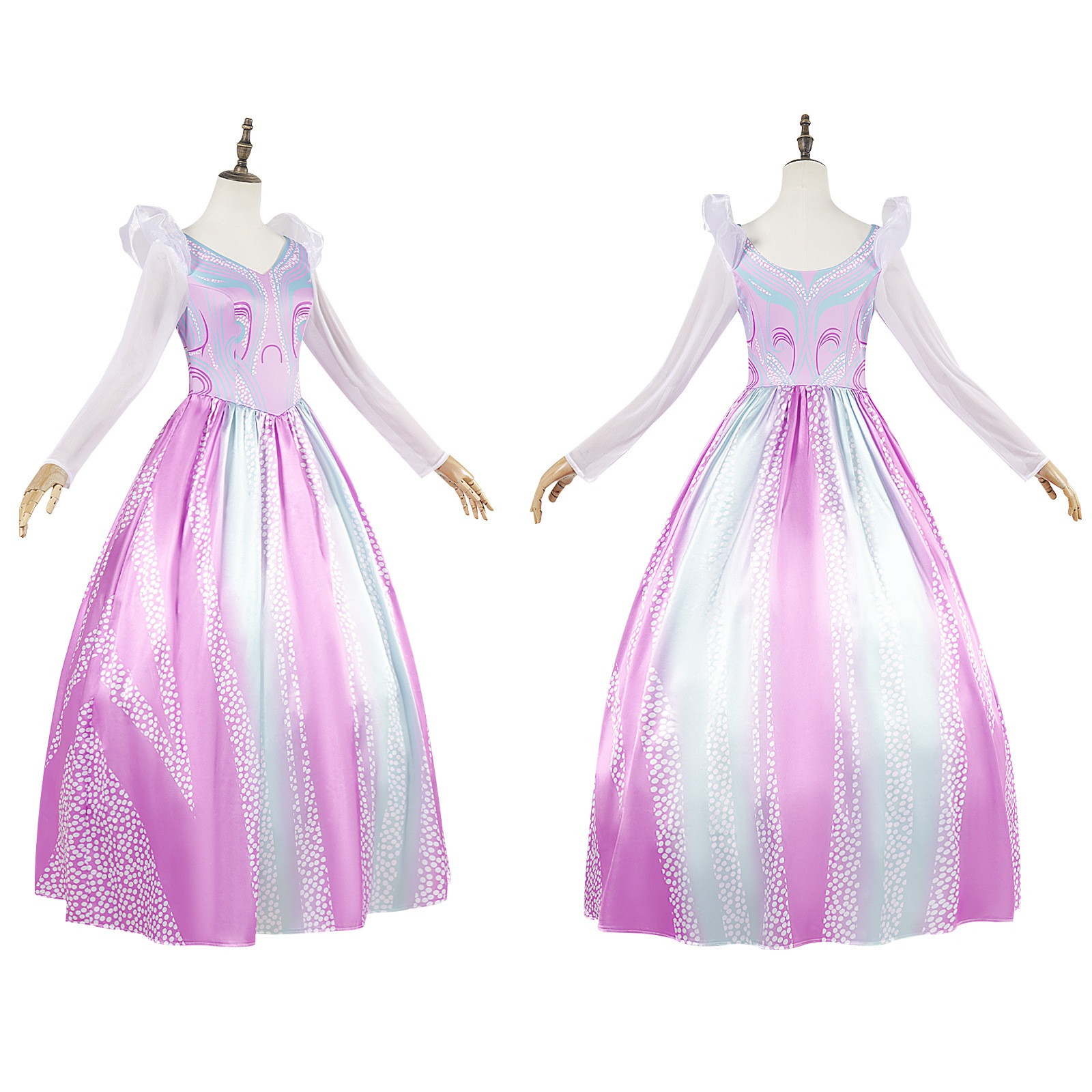 グリーンダの女呪術師グレンダワンピースのコスプレ・ハロウィーンの舞台衣装(ウィッグ 靴別売り)