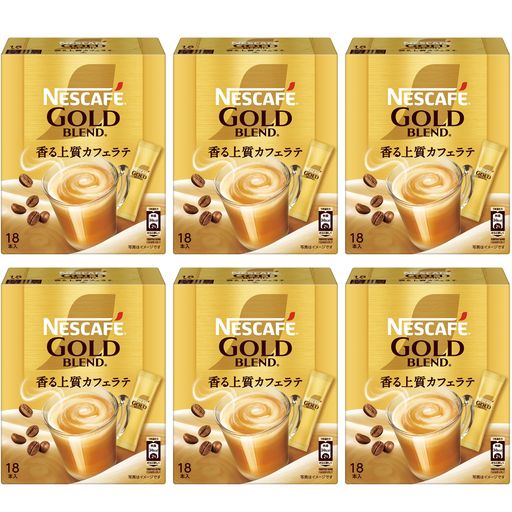 ネスカフェ ゴールドブレンド スティックコーヒー 18P×6箱,カフェラテ,個包装