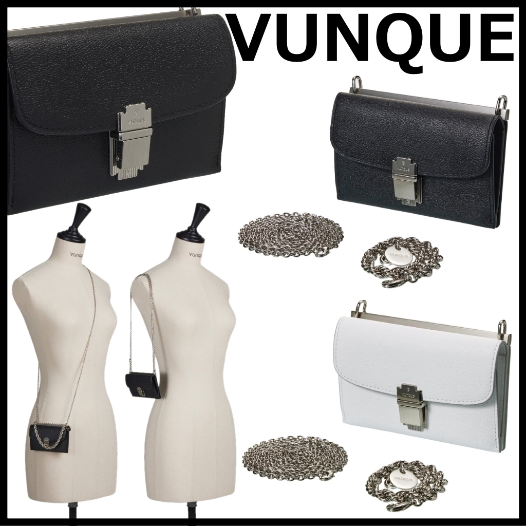 【VUNQUE】 Occam Lune Bar Double Chain Card Wallet 本革 財布バック 天然牛革 カードケース カード入れ 折りたたみ財布 ミニ財布 vunque 財布