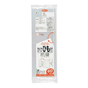 ジャパックス 保存用ポリ袋 大 ひも付き 透明 40枚x40冊x2箱 PR17