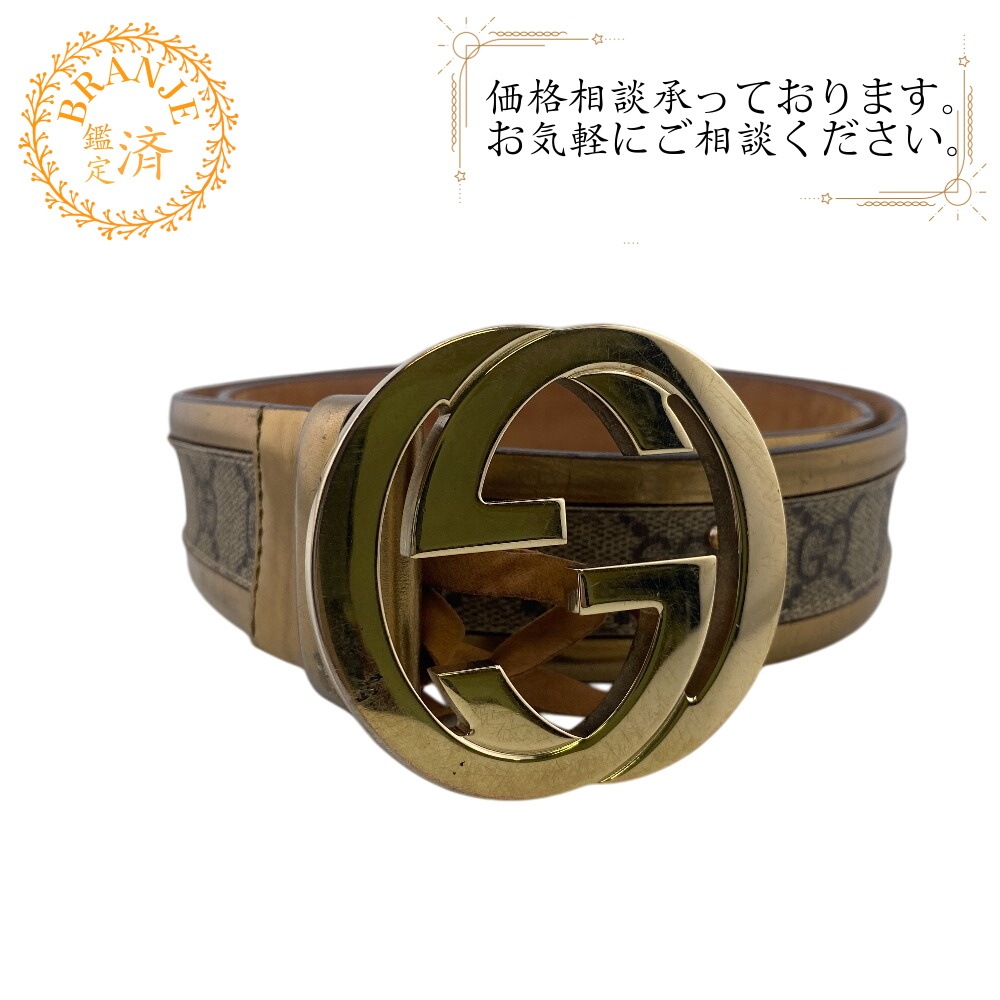 142931 インターロッキングG GGスプリームキャンバス ベルト カーキグリーン ブランド