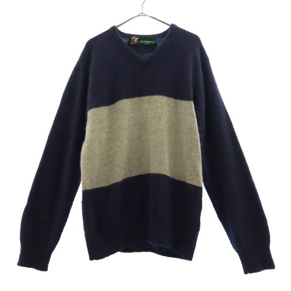 切替 長袖 ウールブレンド ニット TITCH セーター ロゴ刺繍 メンズ