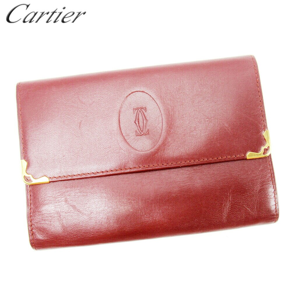 がま口 財布 三つ折り 財布 マストライン ボルドー 中古