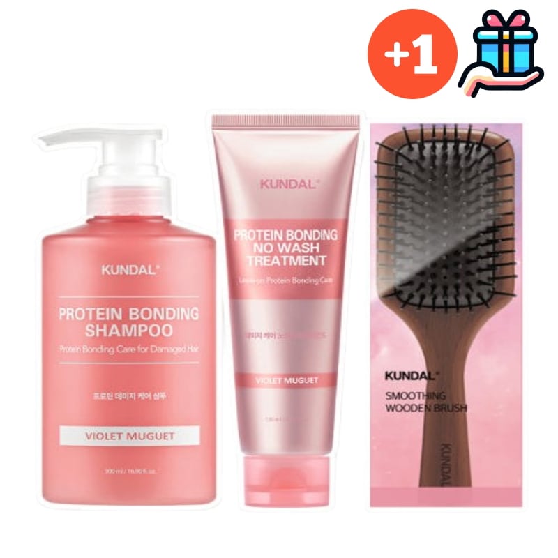 [ヘアケアセット]プロテイン ダメージケア2点セット(シャンプー&ノーウォッシュトリートメント)+追加贈呈 ウッドブラシ 韓国人気 シャンプートリートメントセット ヘアケア