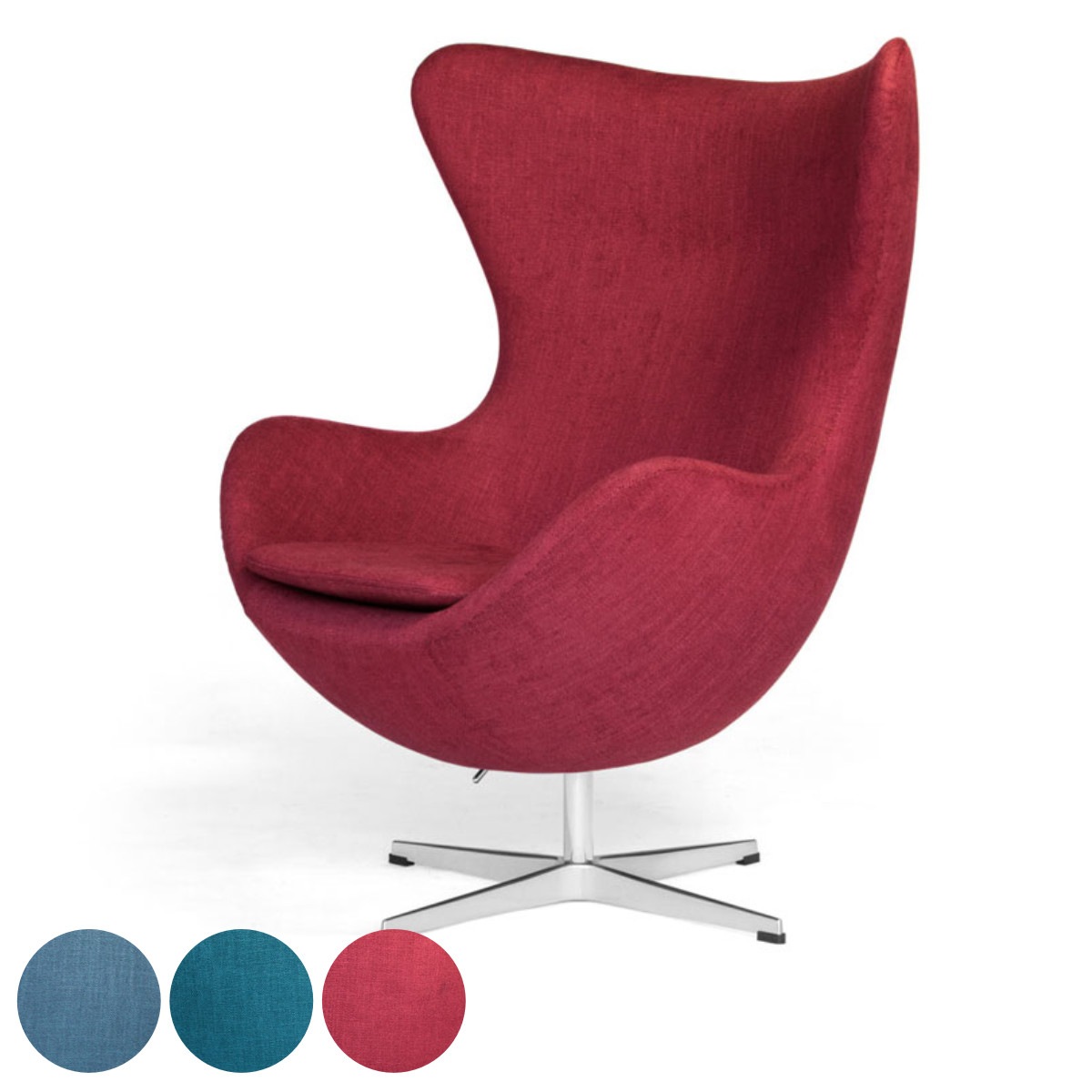 ラウンジチェア 座面高43cm 回転式 ファブリック Eラウンジチェア リプロダクト デザイナーズ チェア 布 1人掛け パーソナルチェア 北欧 高級 スタイリッシュ モダン 開梱設置