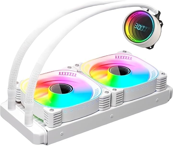 COOLMOON 簡易水冷クーラー 240mm 温度表示機能付き インフィニティ―ミラー CPUクーラー LED ARGB 5v 3pin LGA1700/1200/115X 4pin