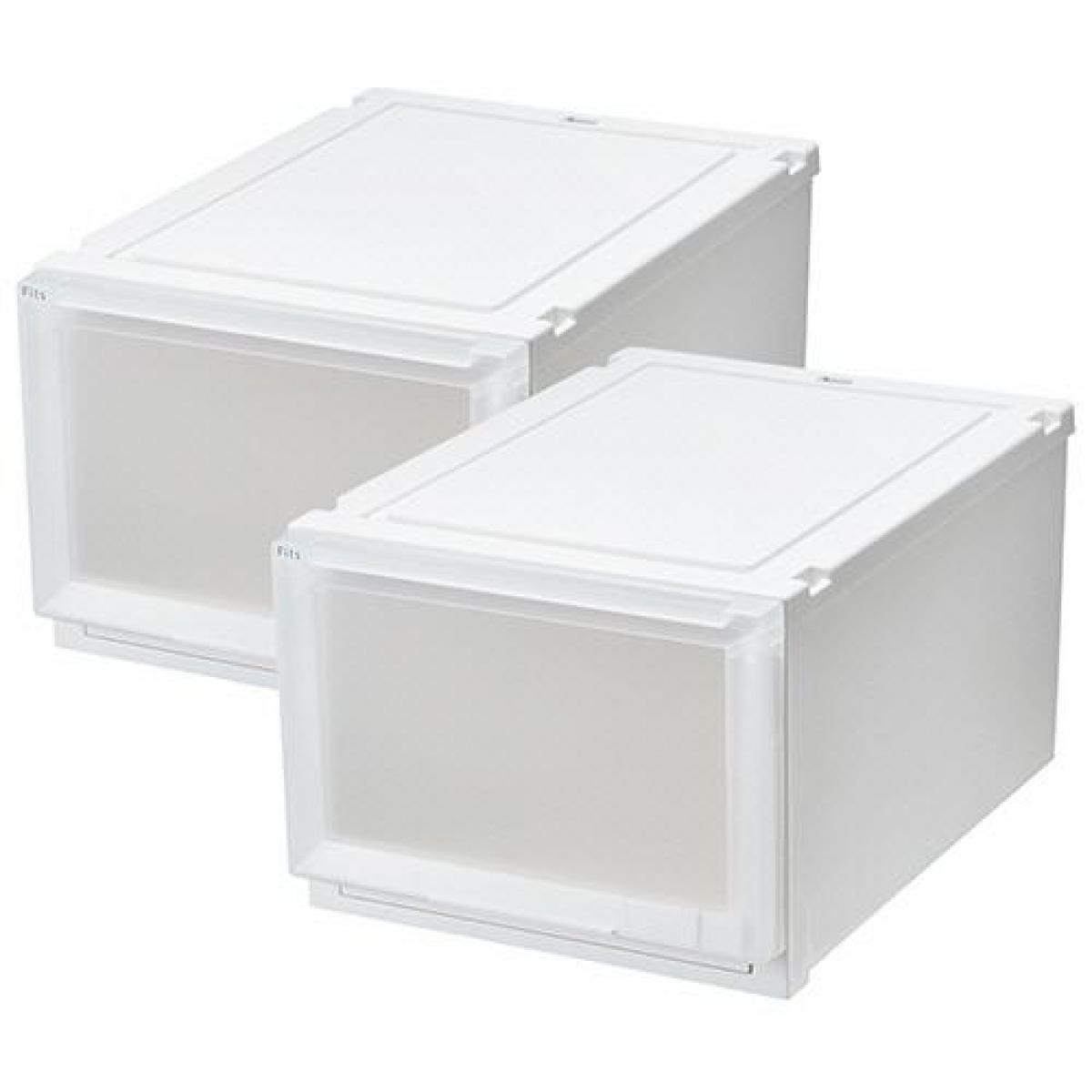 天馬(TENMA) フィッツケース 55-40L ホワイトクリア 収納 ケース 衣類 Fits 収納ボックス ホワイト (2個組)
