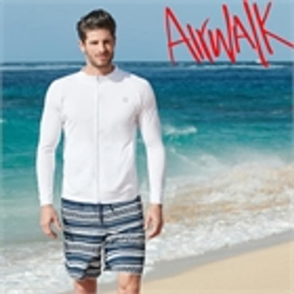 (エアワーク) エアワークサーフメンズラッシュガードセット (ジップアップ+トランク) YAWE5040_WH+YAWE0903_NV