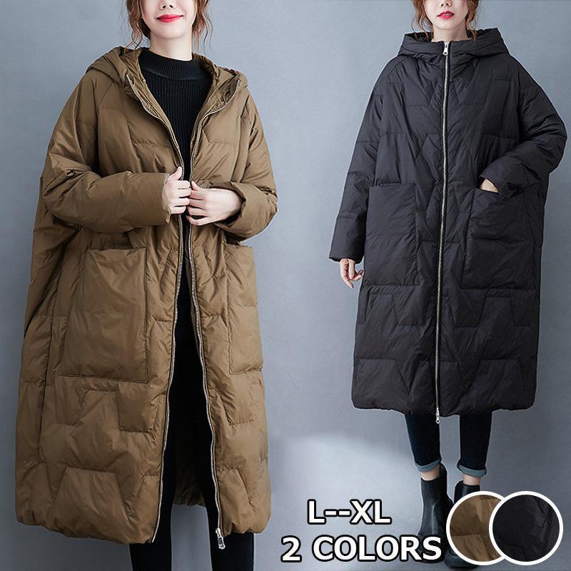ダウンコート 秋冬 レディース ロング フード付き ダウンジャケット おしゃれ 着痩せ 40代 50代 30代 暖かい シンプル 無地 秋冬アウター カジュアル 気質 通勤