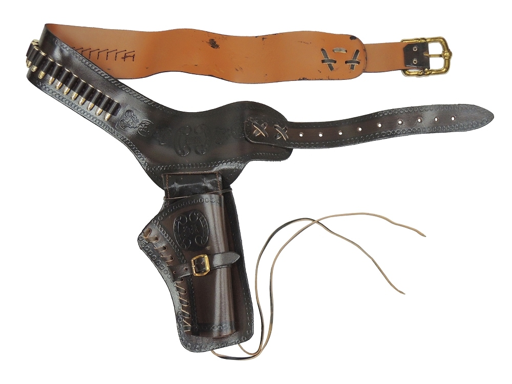 サバゲー ベルト リボルバー ガンベルト 24ブレット付 DENIX デニックス 703 127cm 弾丸 ホルスター 銃 ピストル レプリカ 復刻銃 古式 西洋 モデル アクセサリー 革