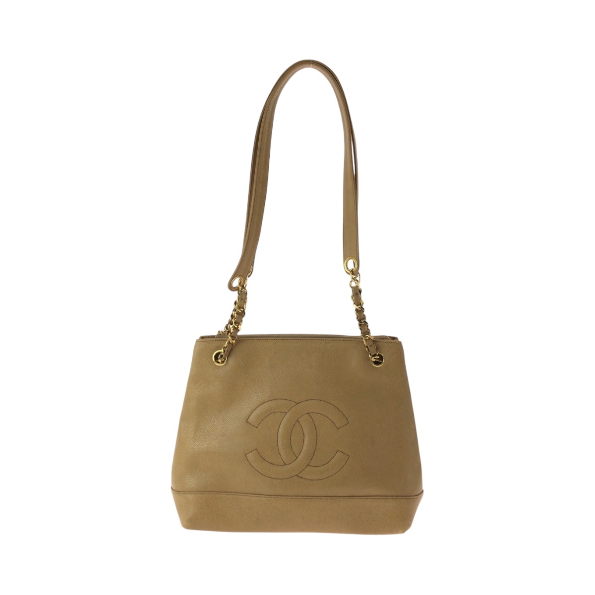 ヴィンテージ ココマーク ライトブラウン ゴールド金具 キャビアスキン チェーンショルダーバッグ 肩掛け レディース 500945