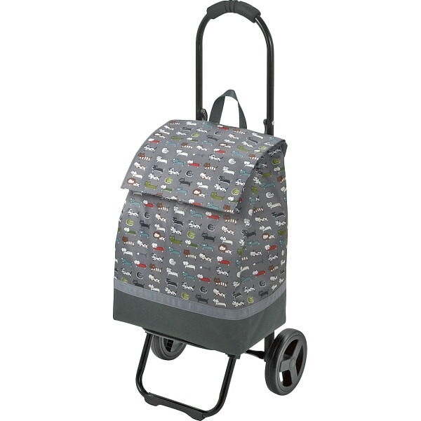 （ギフト）ネコ柄ショッピングカート グレー
