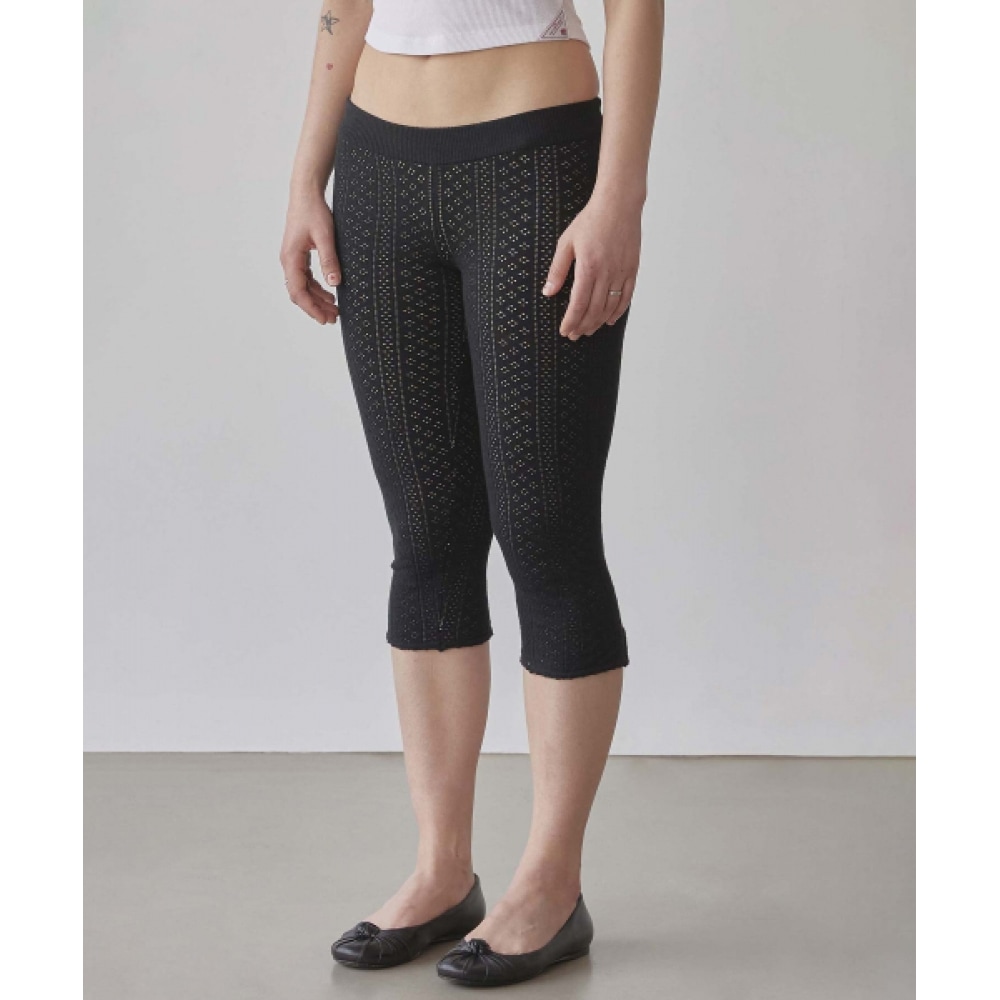 SCULPTORアイレットニットカプリパンツブラック