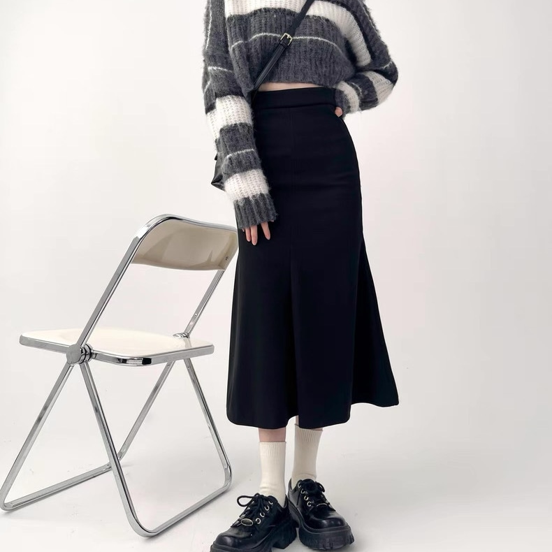 レディース スカート ボトムス マーメイドスカート ロングスカート ミモレ ロング フレア スリム マーメイド フィッシュテール ハイウエスト かわいい 大人可愛い シンプル カジュアル おしゃれ