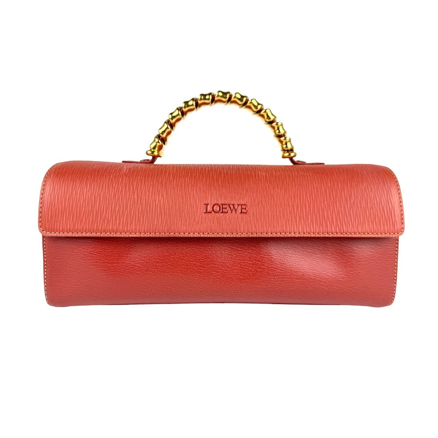 ロエベ LOEWE ハンドバッグ レザー/メタル レッドブラウン/ゴールド レディース z4429