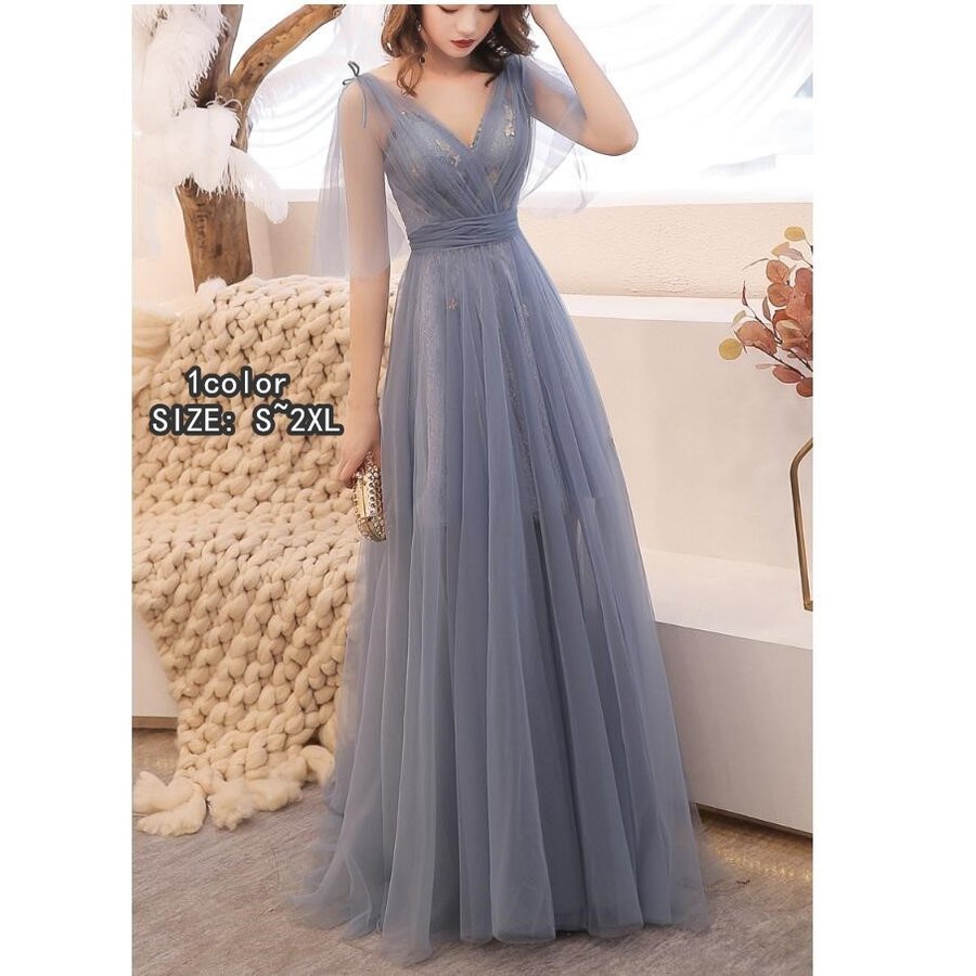 パーディードレス ロングドレス 袖あり 上品 ウエディングドレス aラインワンピース 大きいサイズ