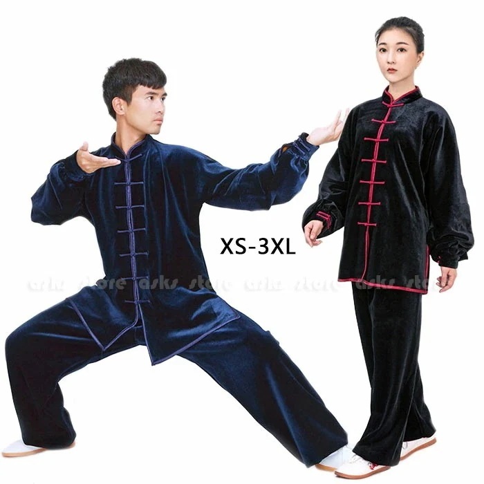 太極拳服 太極拳ウェア 上下2点セット 秋冬 厚手 裏ボア ベロア レディース メンズ 前開き 長袖 練習着 表演服 男女兼用 カンフー服 トップス パンツ 秋 冬 太極拳 ウェア 服 全6色 男女兼