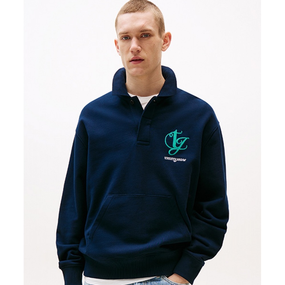 トミージーンズカラーブロックラグビースウェットシャツ (T32F6TTO11TMT1C1G)