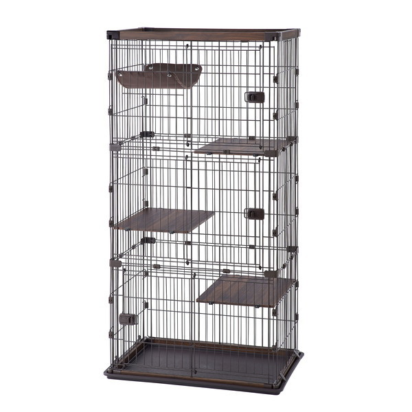 PWCR-963V ウォールナット [ウッディキャットケージ (3段)] メーカー直送