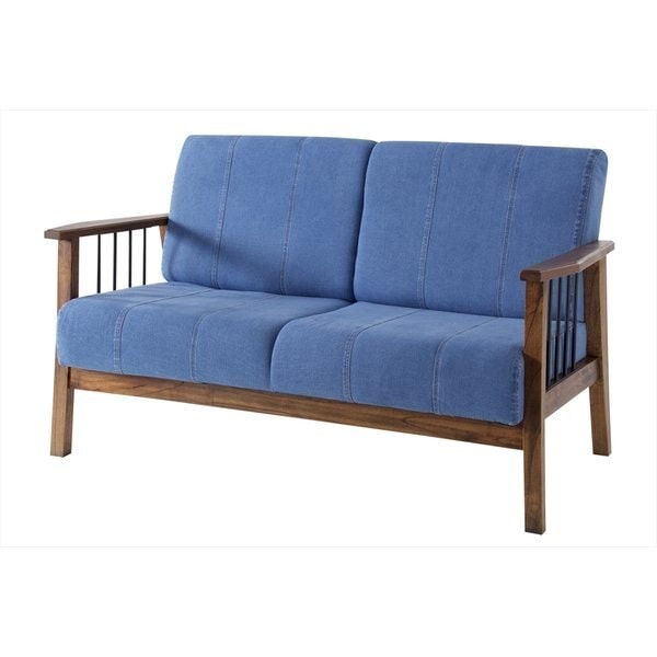 高級木材ミンディと黒アイアンのヴィンテージな2人掛ソファ 北欧 インダストリアル ソファ リビング