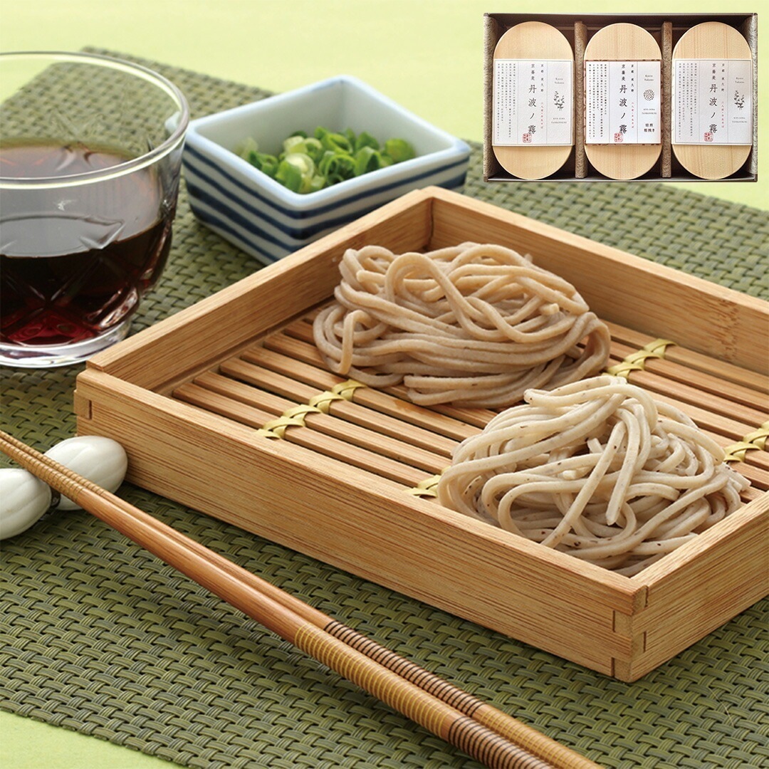 京都 京蕎麦 丹波ノ霧 焙煎粗挽きそばセット 京蕎麦丹波ノ霧 半なま麺2 焙煎粗挽きそば半なま麺1 特製つゆ付き 【産直メーカー直送品】