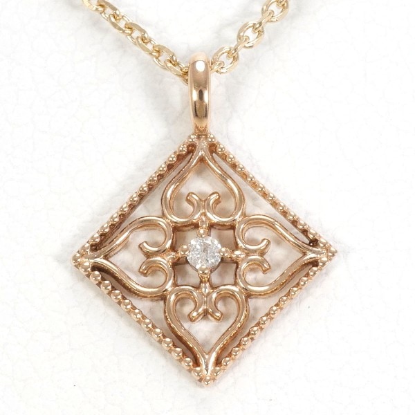 K10 10金 PG ピンクゴールド ネックレス ダイヤ 約81cm ジュエリー 中古