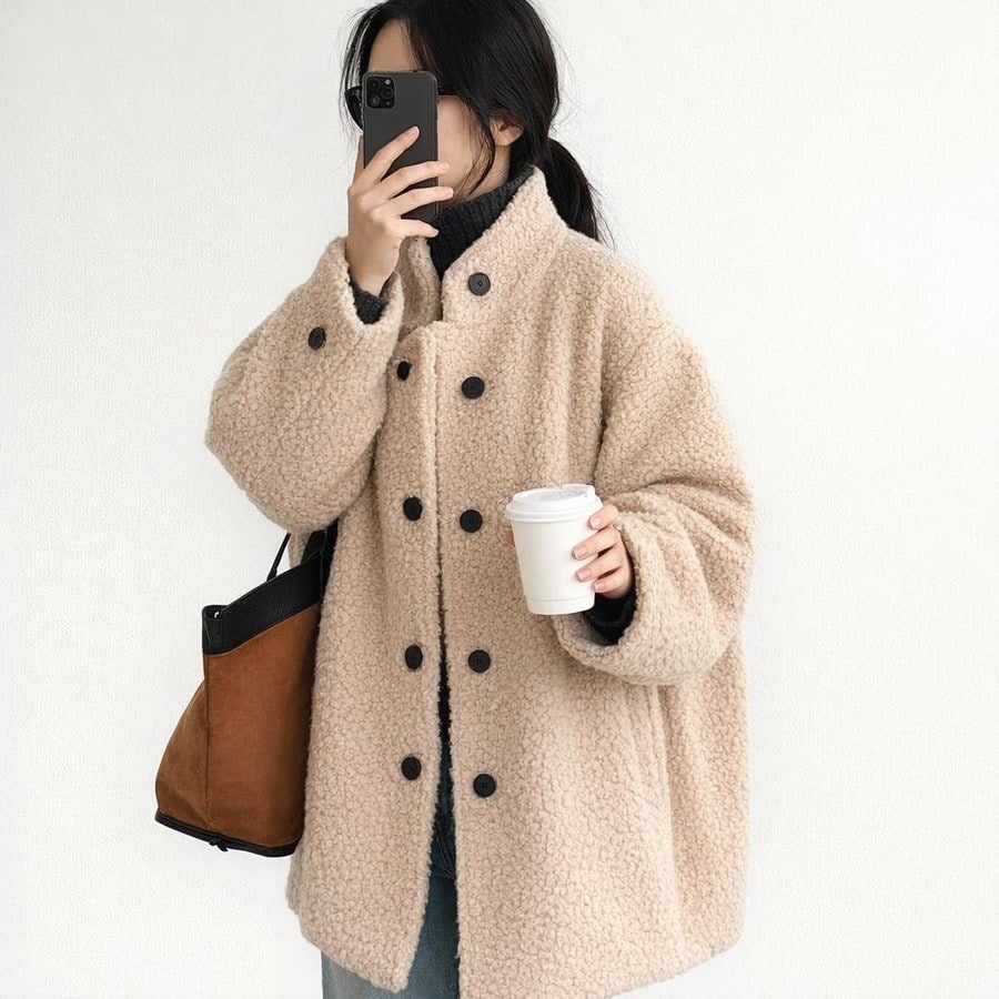 レディース コート ジャケット 長袖 無地 ゆったり 秋冬 秋 カジュアル 体型カバー 膝丈 シンプル 冬 ハイネック ウール 厚手 スタンドカラー