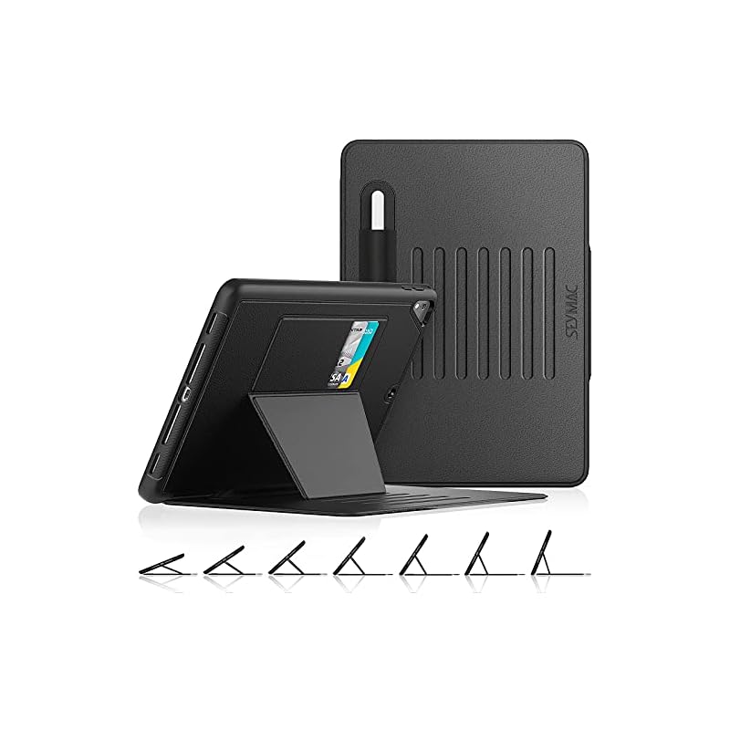 SEYMAC stock iPad 無印 第6世代/第5世代 9.7インチ(2018/2017) / Air2 / Pro 9.7 ケース 耐衝撃 多角度横置き調節 オートスリープ ペン収納 カード収