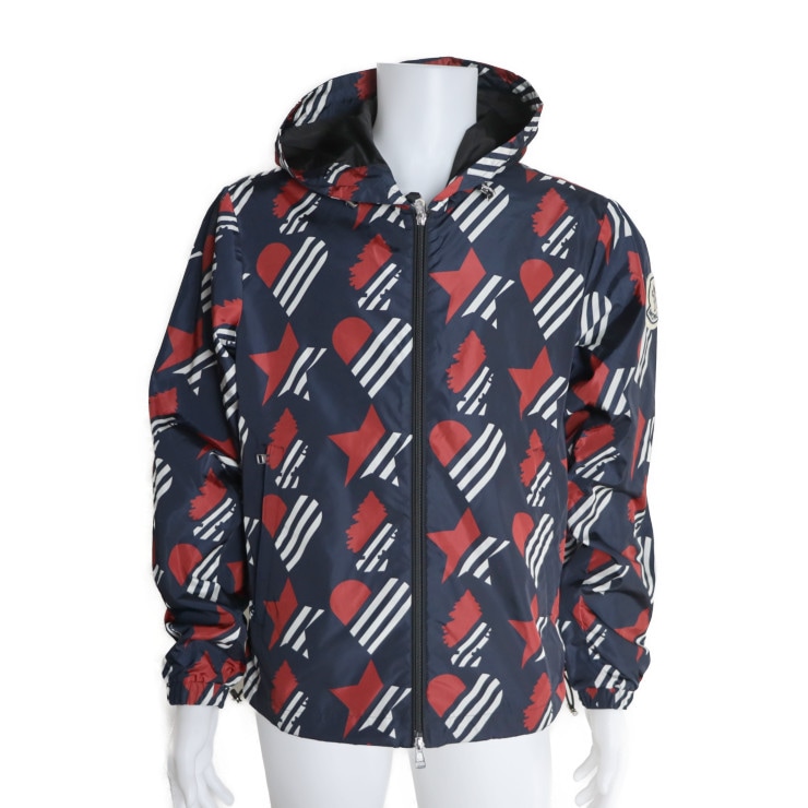 新品未使用展示品 MONCLER モンクレール ナイロンジャケット 4113505 539L5 ジーニアス DORFMAN 表記サイズ 3 ナイロン ネイビー レッド 本物保証 中古