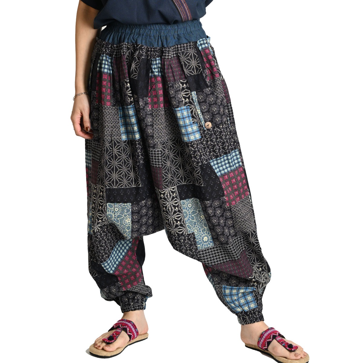 サルエルパンツ メンズ レディース 春 夏 エスニック アジアン ファッション サルエル パンツ 柄 総柄 和風 バルーンパンツ 個性的 大きいサイズ アラジンパンツ サーカスパンツ ジョガーパンツ