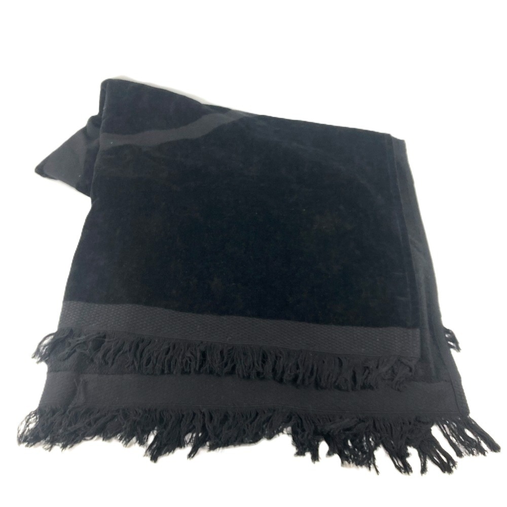 タオル CC ココマーク バスタオル インテリア ひざかけ ブランケット ビッグ ビーチタオル フリンジ コットン ブラック