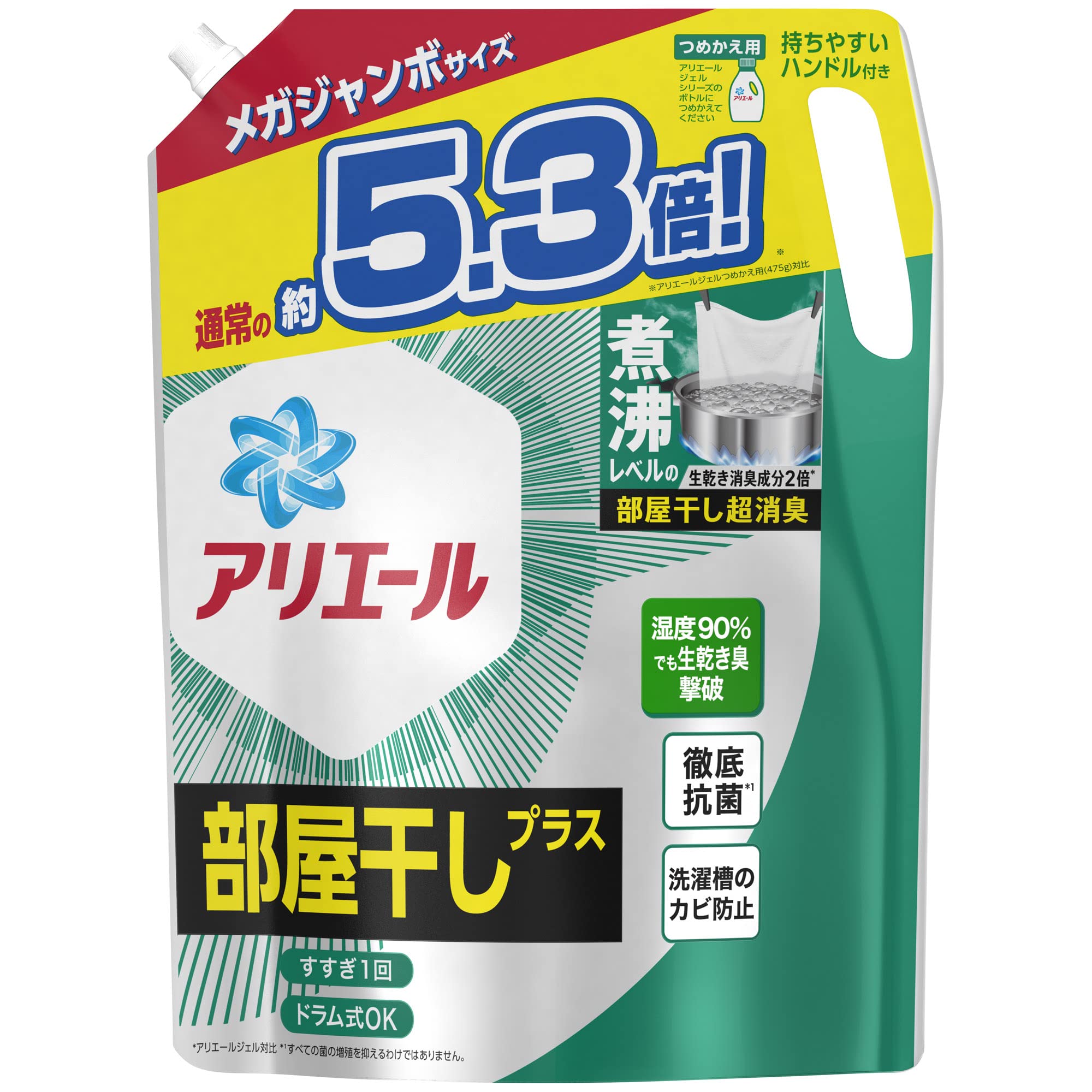[大容量] アリエール ジェル 洗濯洗剤 液体 部屋干しプラス 詰め替え 2,520g 5,360円