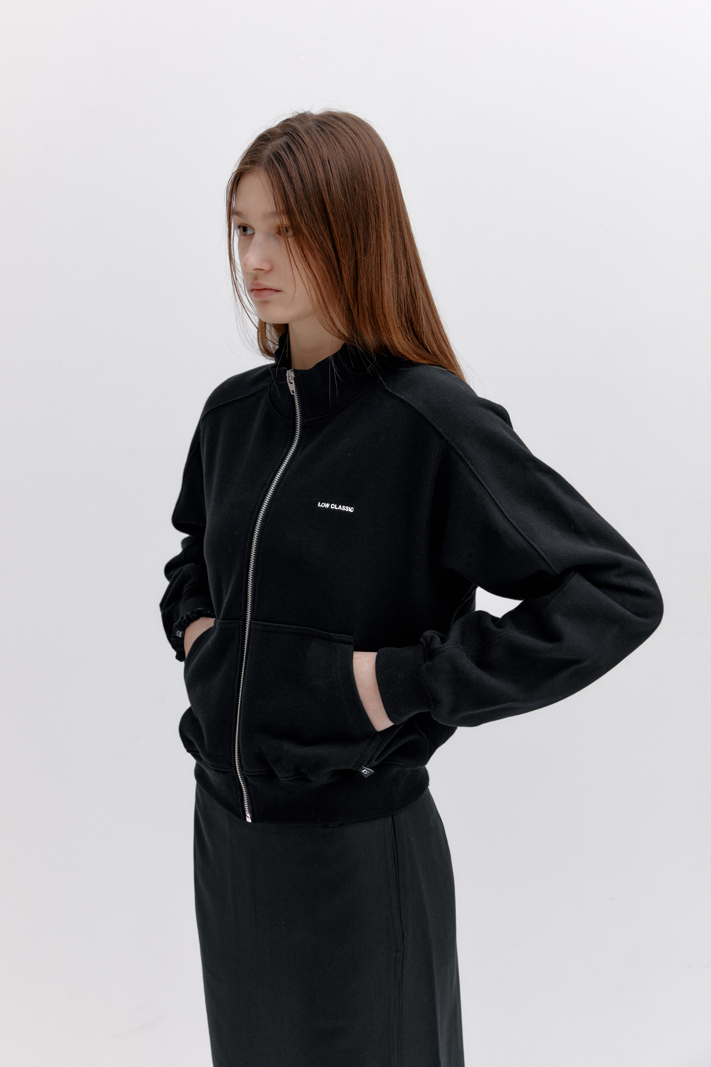 【LOW CLASSIC】 Lc SOFT SWEAT TRACK JACKET : BLACK