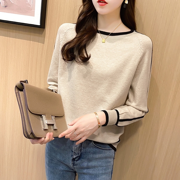 トップス ニットソー 袖あり 長袖 ラウンドネック ニット 大人可愛い きれいめ シンプル カジュアル 大人 上品 おしゃれ お洒落 こなれ感 ラフ メンズライク マニッシュ スポーティー 春