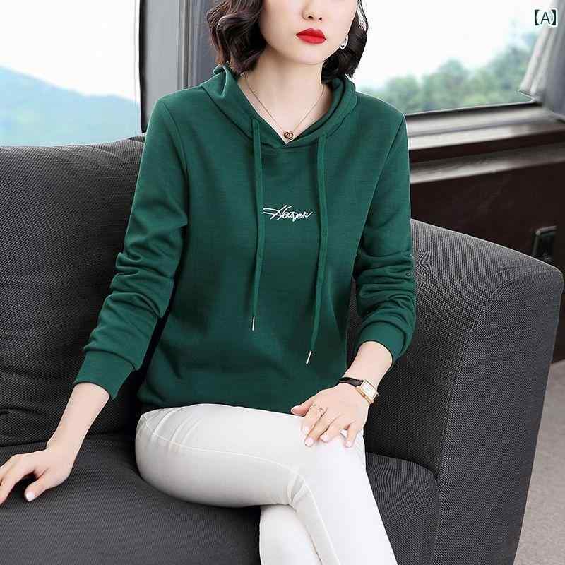 パーカー レディース カジュアル トップス カジュアル トップス 快適 普段着 マザー 女性 韓国 赤い 綿 フード付き スウェットシャツ 秋 若返り 9,014円